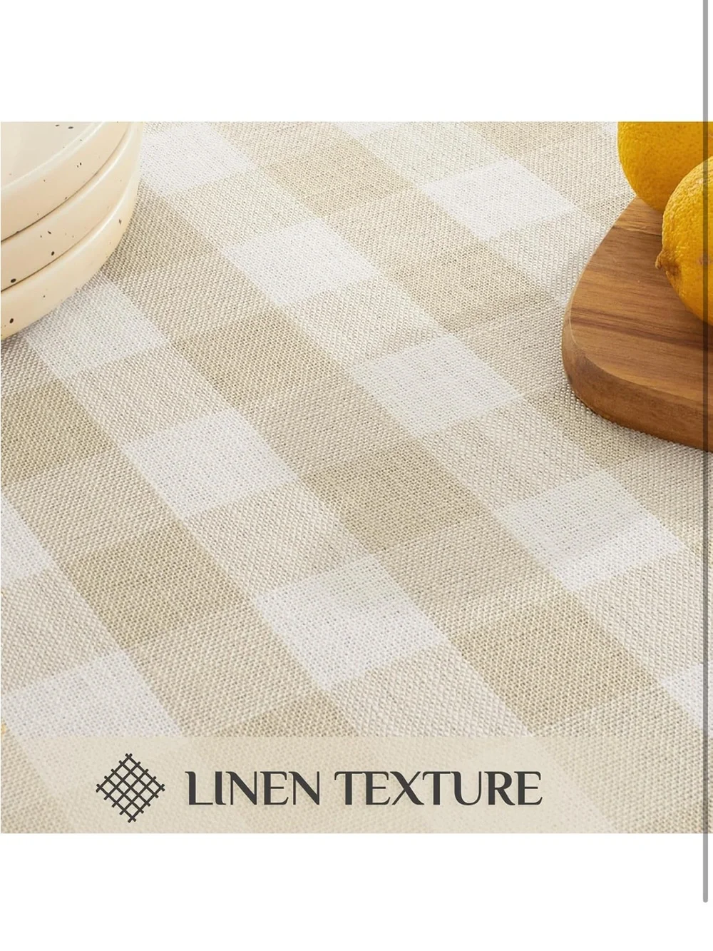 NEW Softalker Checkered Tablecloth, Linen Texture Cotton Gingham w/Tassels